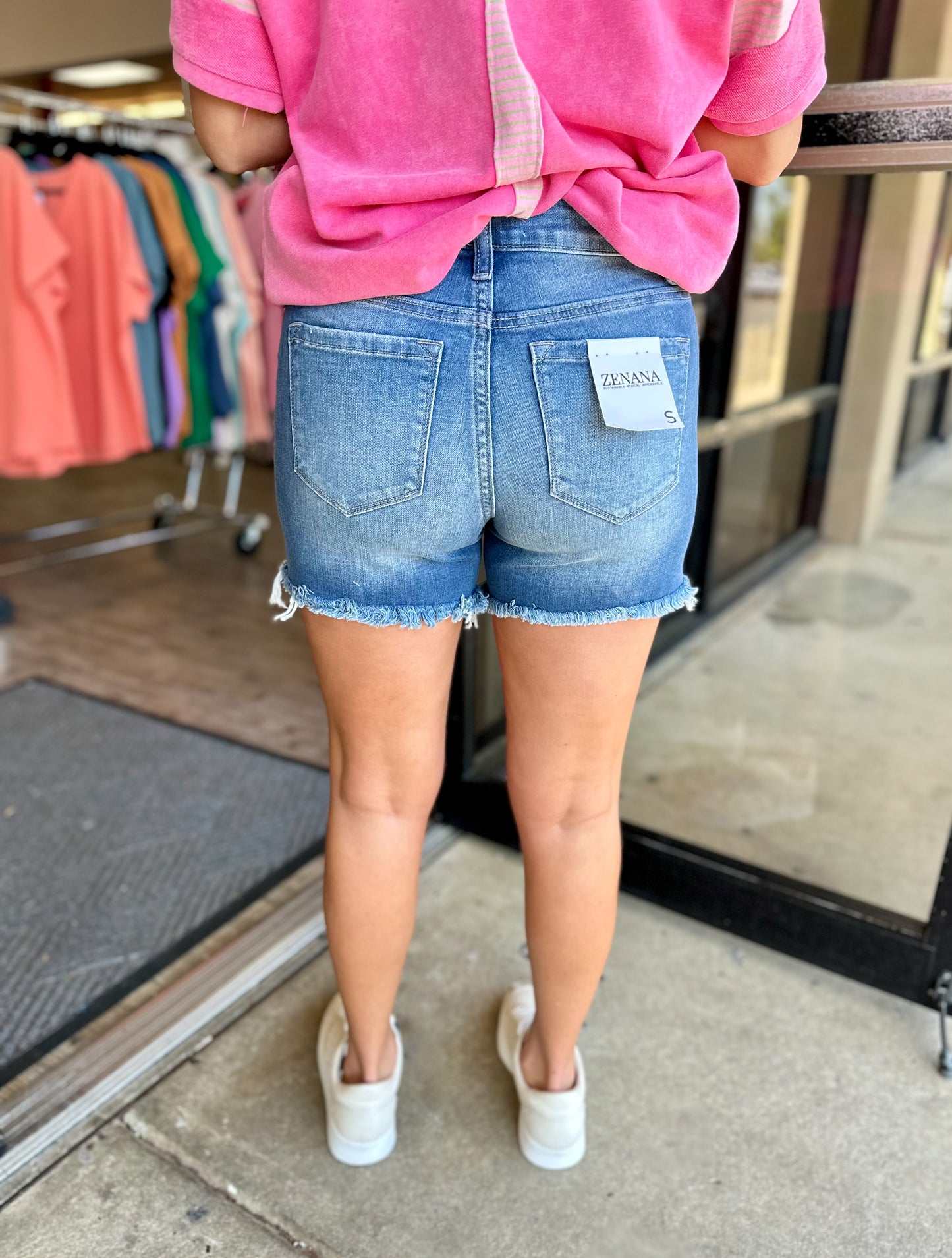 Lani Frayed Hem Denim Shorts