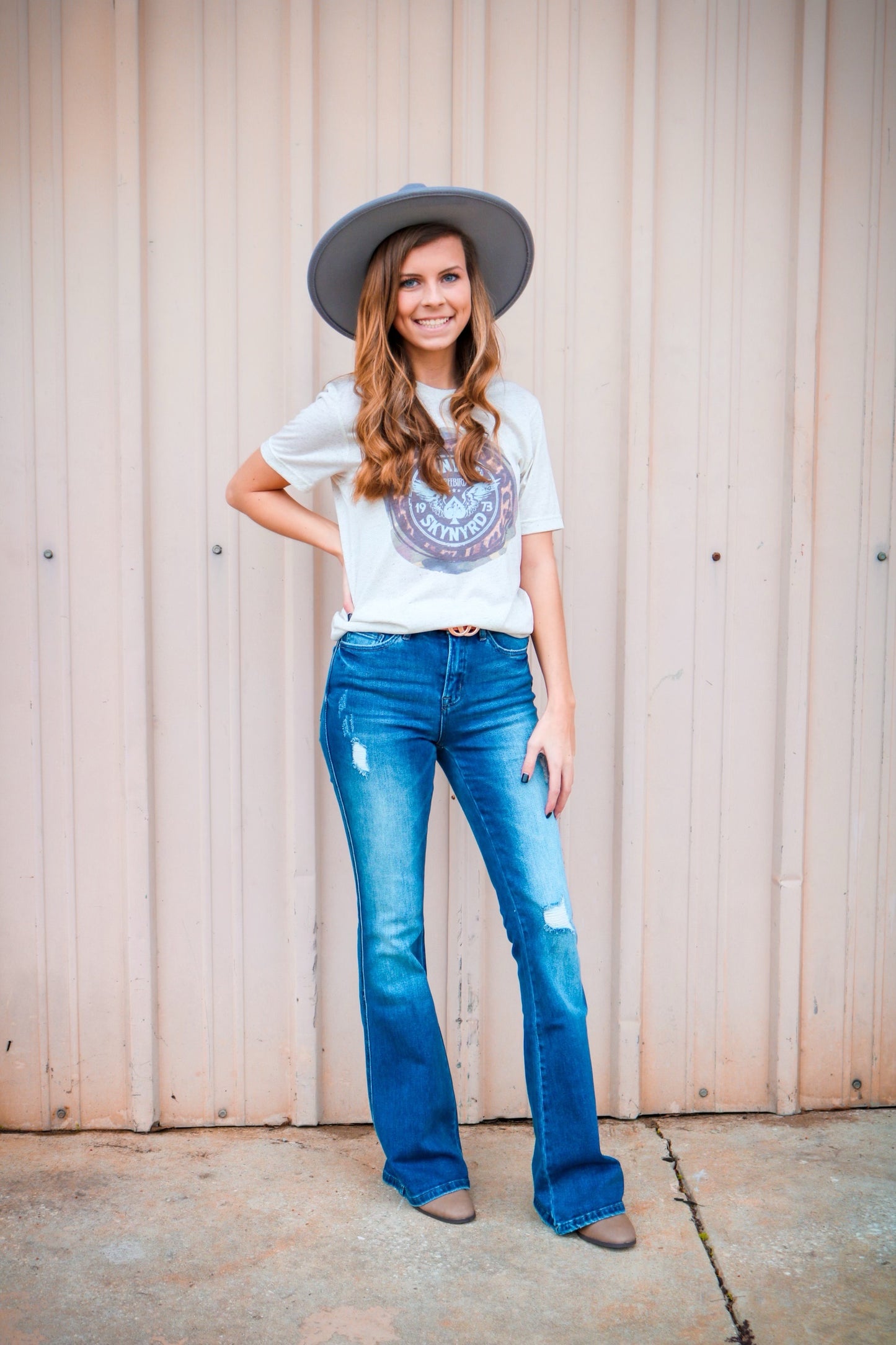 Bella High Rise Distressed Flare Jeans