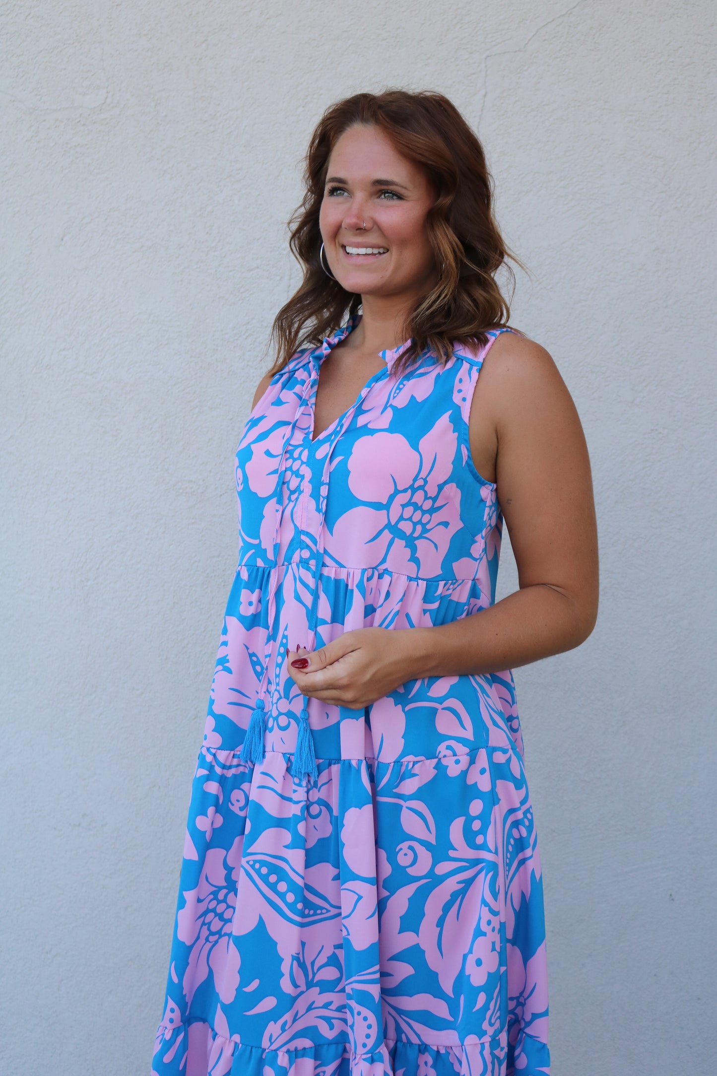 Annalisa Midi Dress- Pink/Blue