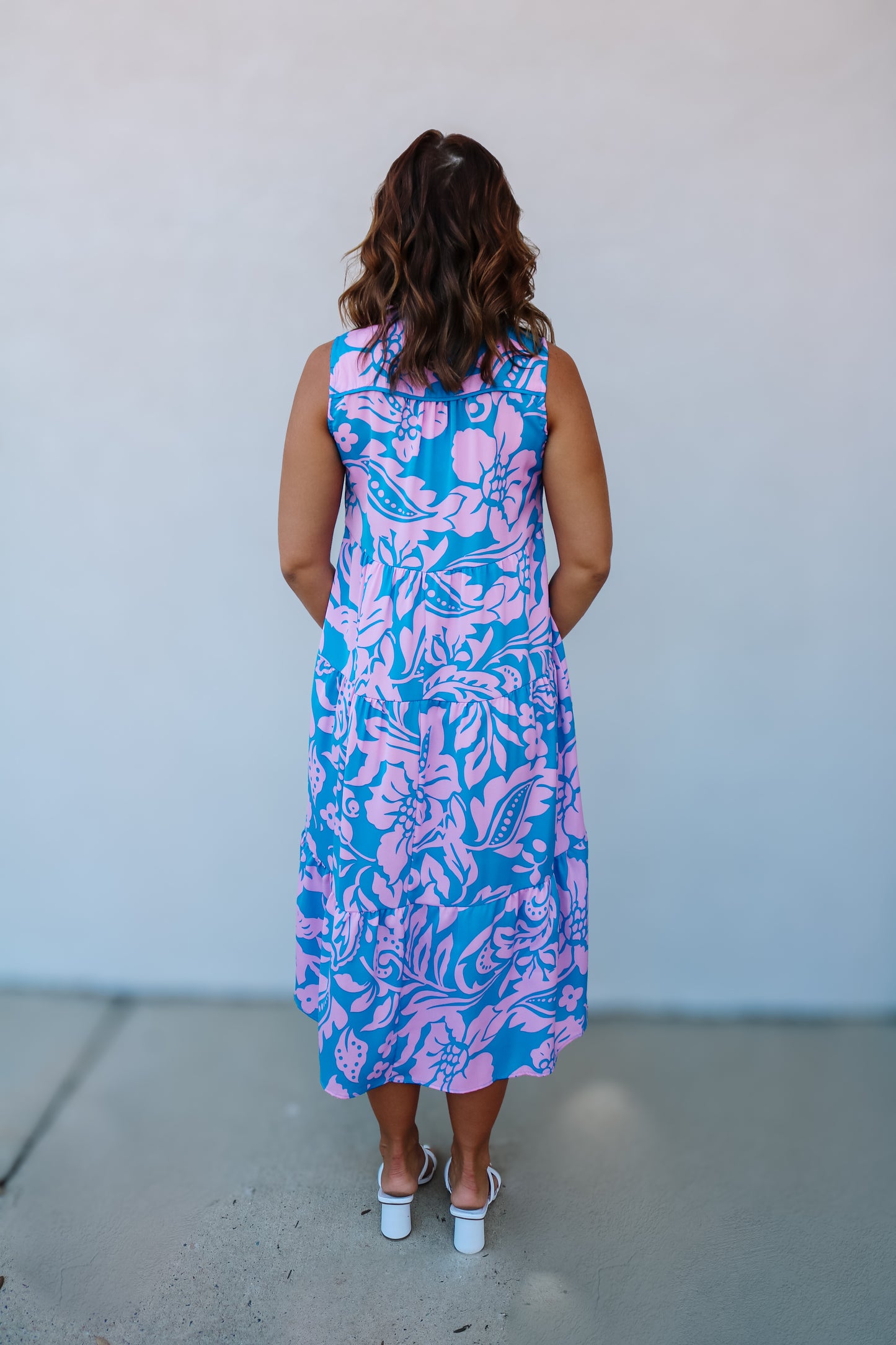 Annalisa Midi Dress- Pink/Blue