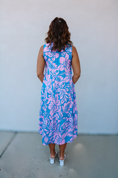 Annalisa Midi Dress- Pink/Blue