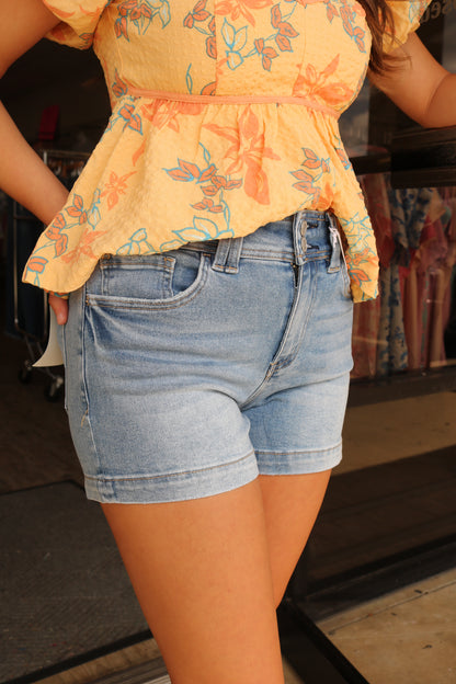 Charla High Rise Denim Shorts