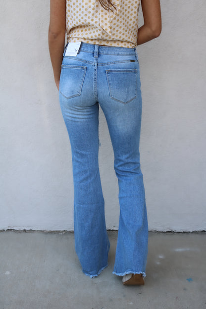 Katie Mid Rise Distressed Flare