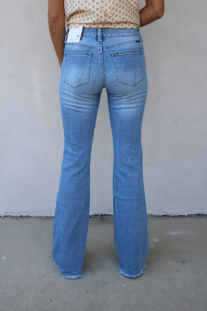 Katie Mid Rise Distressed Flare