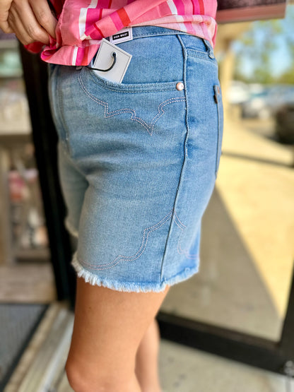 Judy Blue Western Embroidered Denim Shorts