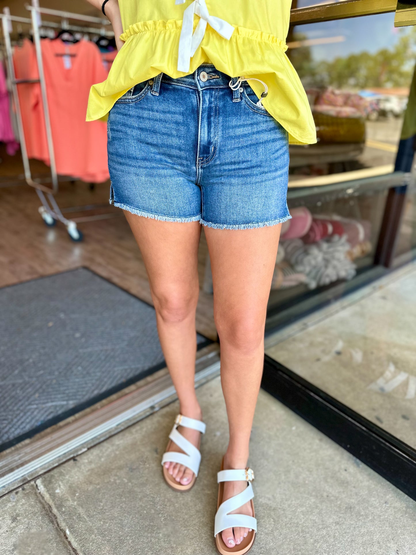 Lola Split Hem Denim Shorts
