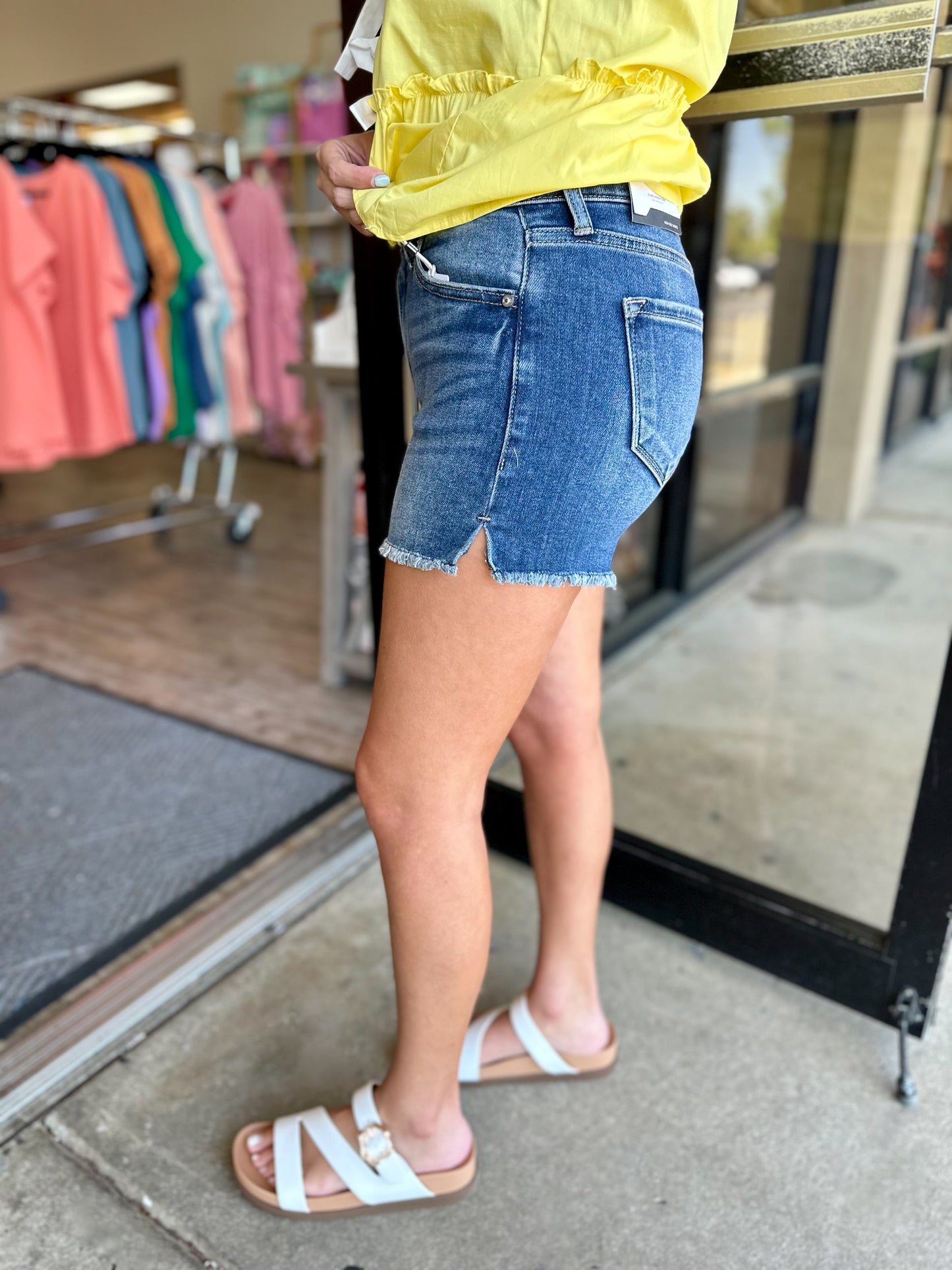 Lola Split Hem Denim Shorts
