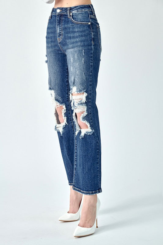 Harlow Distressed Straight Leg Jeans