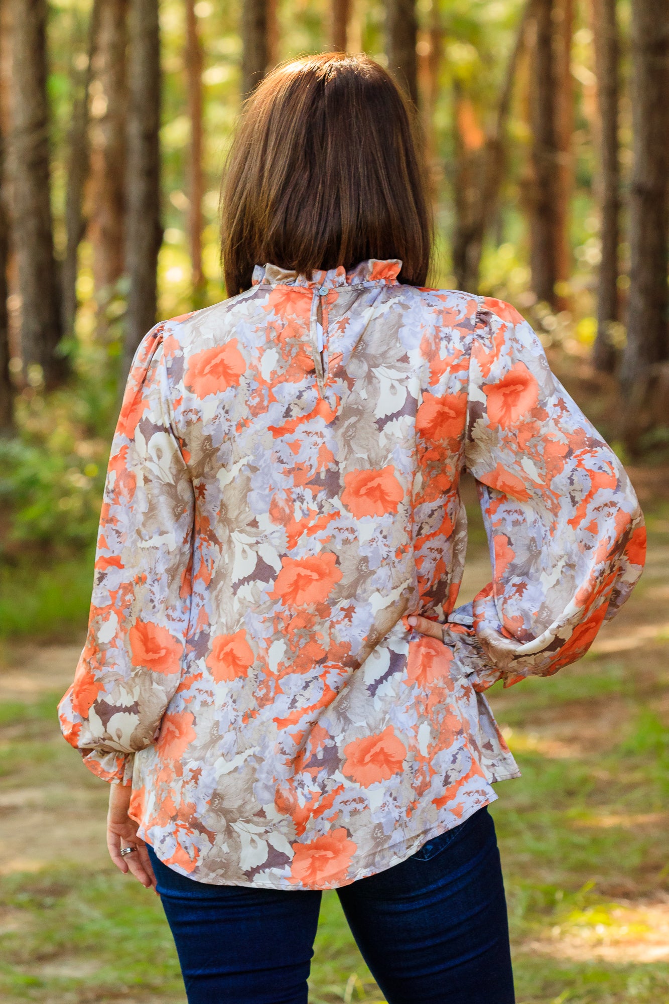 Corrine Floral Top - Coral