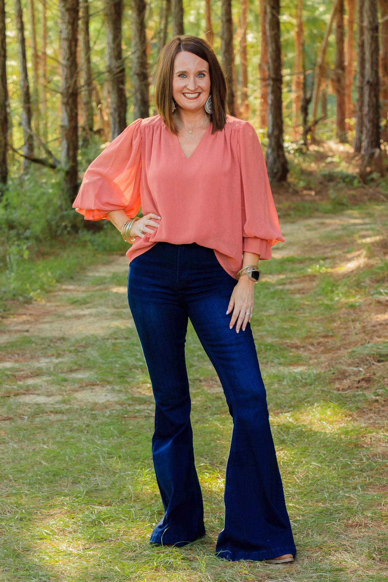 Camilla Long Sleeve Top - Terra Cotta