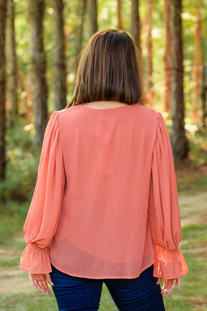 Camilla Long Sleeve Top - Terra Cotta
