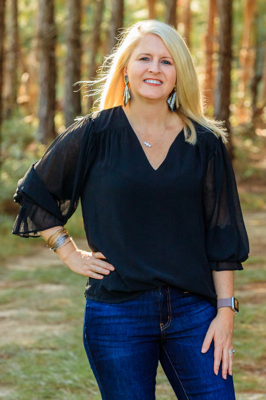 Camilla Long Sleeve Top - Black