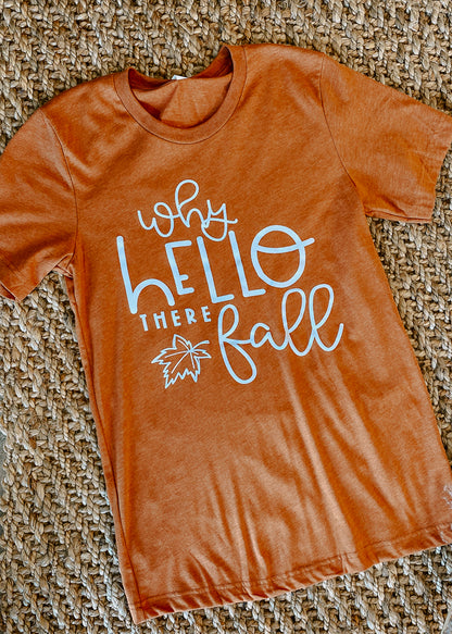 Hello, Fall Graphic Tee - Heathered Autumn