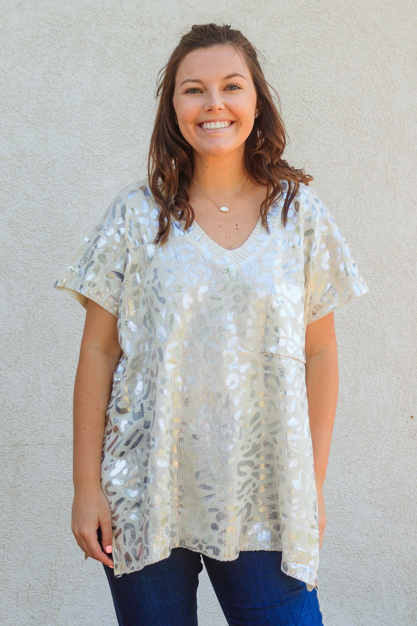 Jude Foil Print Top - Natural