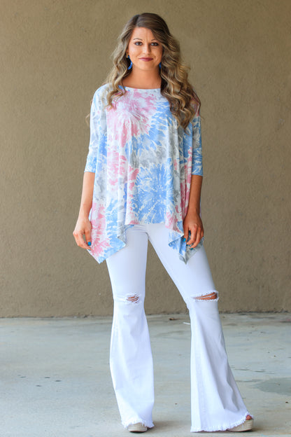 Farrah High Rise Distressed Bell Bottoms - White