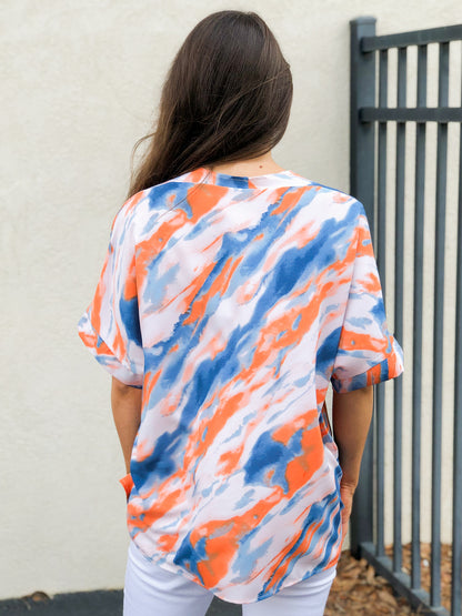 Tiffany Top - Blue/Orange