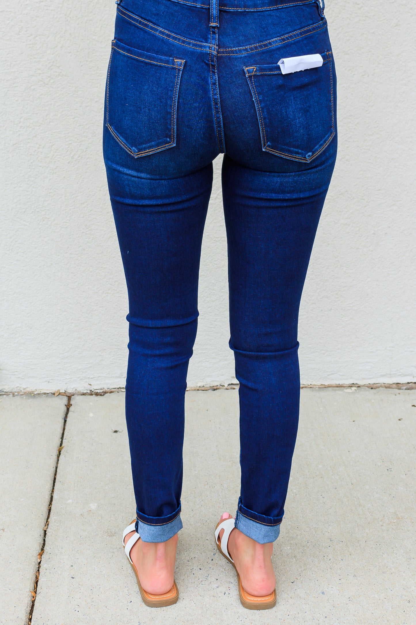 Amber Mid Rise Skinny Jean - Dark Blue Wash