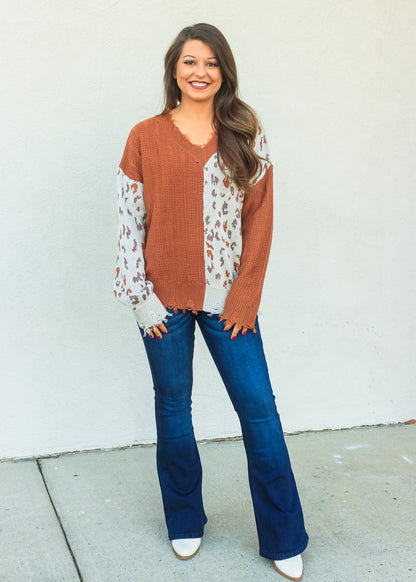 Priya Duo Tone Sweater - Camel