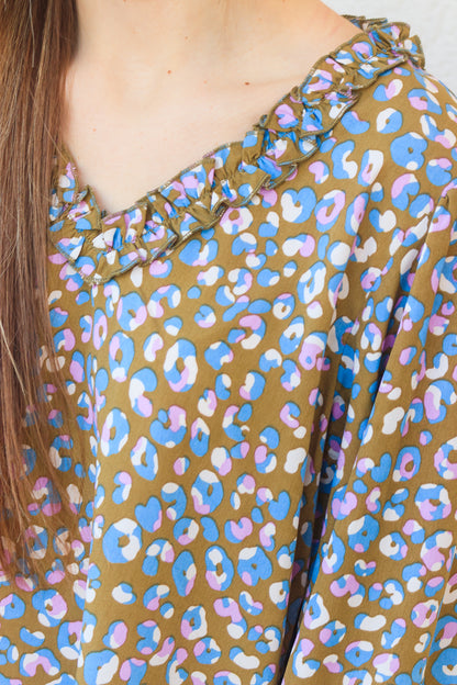 Sutton Leopard Print Top - Olive