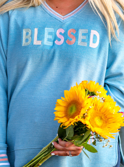 JadelynnBrooke: Blessed Corded Sweatershirt - Slate Blue