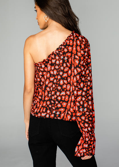 BuddyLove: Siri One-Shoulder Top - Cherry Bomb
